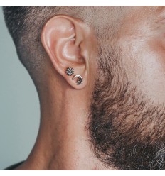 Piercingpinne med halvmåne og stjerne