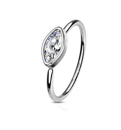 Piercing ring med klar Marquise Stone
