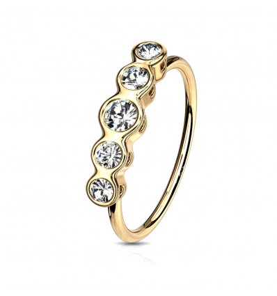 Piercing Ring med 5 Runde Sten