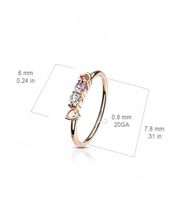 Piercing ring med blå stein og 4 klare