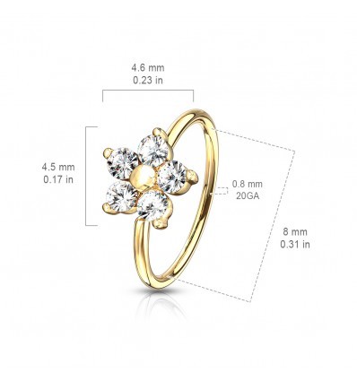 Piercing Ring med Krystal Blomst
