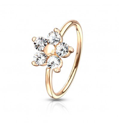 Piercing Ring med Krystal Blomst
