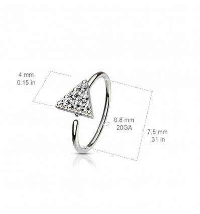 Piercing ring med krystall trekant
