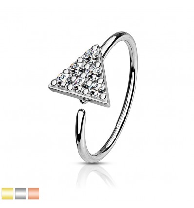 Piercing ring med krystall trekant