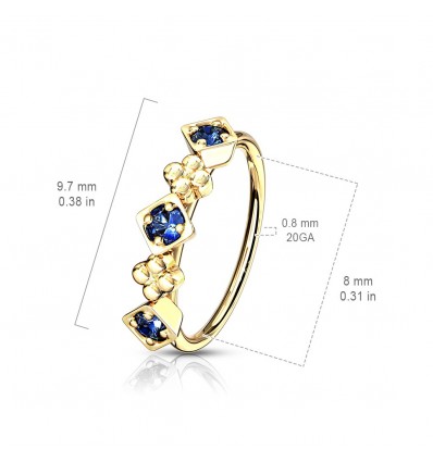 Piercing ring med firkant og blomst