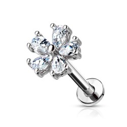 Labret med Petal Blomst - Klar - Tragus Piercing - Kirurgisk stål 316L - Ørepiercing Smykker | Piercingfabrikken.dk