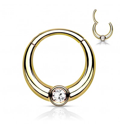 Clicker Ring med Bred Kant og Sten