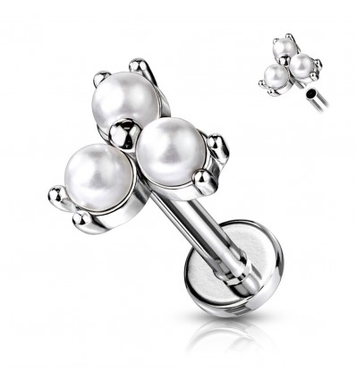 Labret med 3 Perlefarvede Kugler