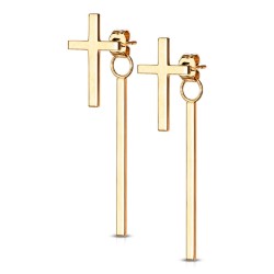 Øreringe med Dobbelt Kors - 0,8 mm Kirurgisk stål Rose Guld | Piercingfabrikken.dk