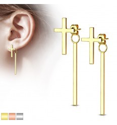 Øreringe med Dobbelt Kors