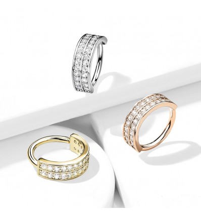 Piercing Ring med 2 Sten Rækker