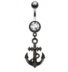 Navlepiercing med svart anker