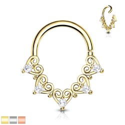 Piercing Ring med Hjerte Mønster - Guld - Daith Piercing - Kirurgisk stål 316L - Ørepiercing Smykker | Piercingfabrikken.dk