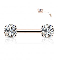 Brystpiercing med Push in Stone