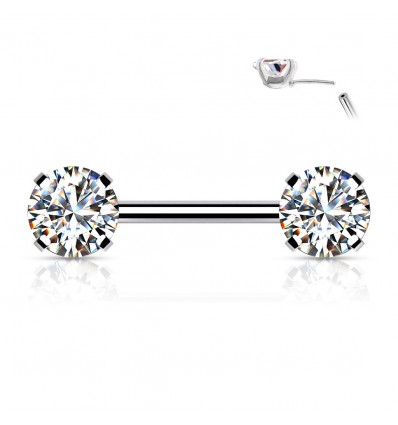 Brystpiercing med Push in Stone