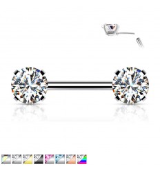 Brystpiercing med Push in Stone