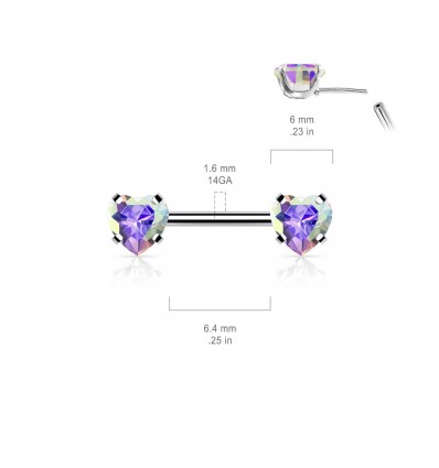 Brystpiercing med Push in Heart