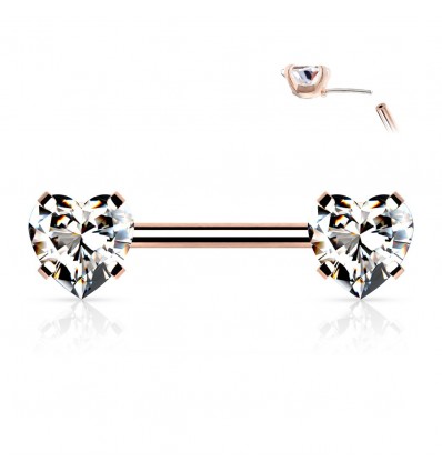 Brystpiercing med Push in Heart
