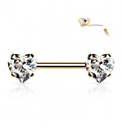 Brystpiercing med Push in Heart