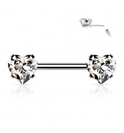 Brystpiercing med Push in Heart