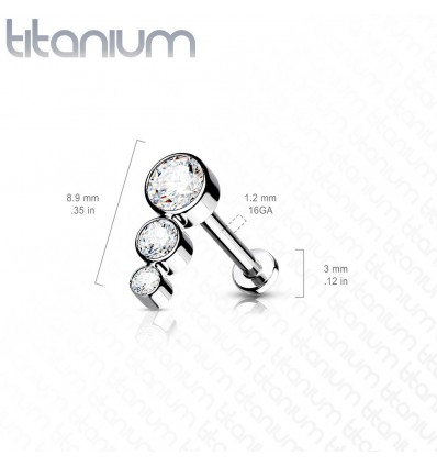 Labret i Titanium med 3 Sten