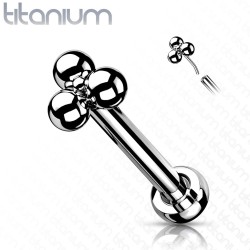Labret i Titanium med 3 Kugler - Sølv - Tragus Piercing - Titanium - Ørepiercing Smykker | Piercingfabrikken.dk