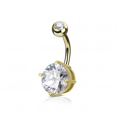 Navlepiercing med stor rund stein