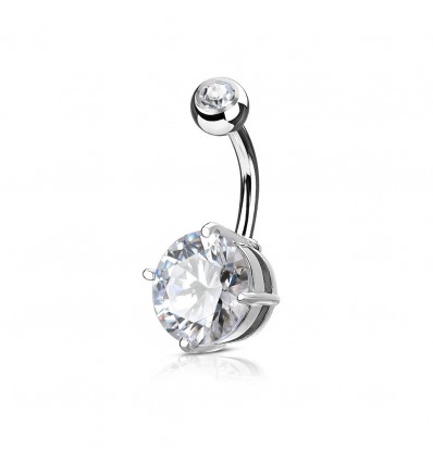 Navlepiercing med stor rund stein