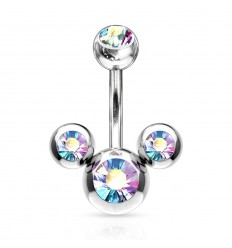 Navlepiercing med 3 steiner