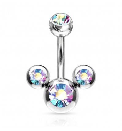 Navlepiercing med 3 steiner