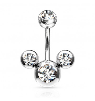 Navlepiercing med 3 steiner