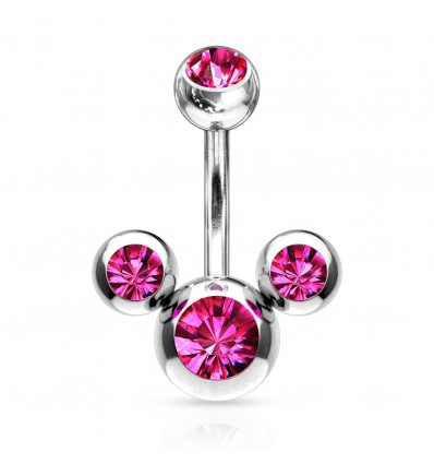 Navlepiercing med 3 steiner