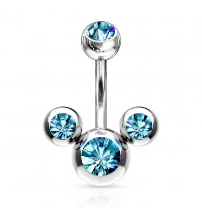 Navlepiercing med 3 steiner