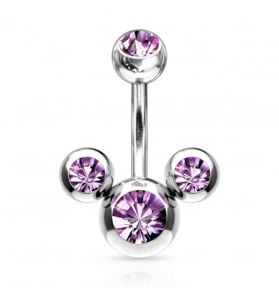 Navlepiercing med 3 steiner