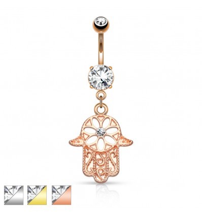 Bauchnabelpiercing mit Hamsa-Hand Anhänger