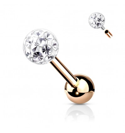 Piercing Stav i Rosegold med Krystal Kugle