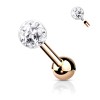 Piercingpinne i rosegull med krystallkule