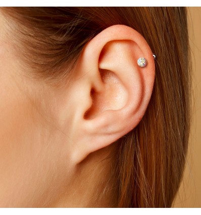 Svart piercingpinne med krystallkule
