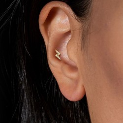 Labret med Krystal Lyn - Guld - Tragus Piercing - Kirurgisk stål 316L - Ørepiercing Smykker | Piercingfabrikken.dk