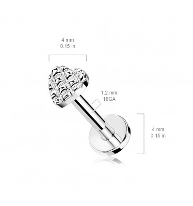 Labret med rillet hjerte