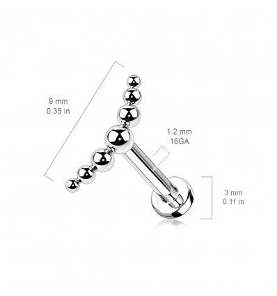 Labret i titan med 7 små kuler