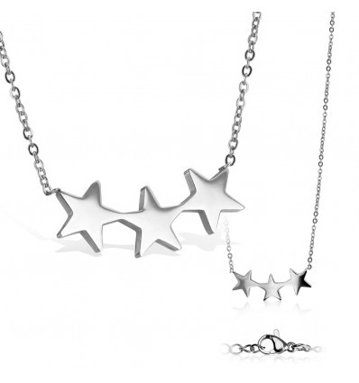 Sølv Halskæde med 3 Stjerner