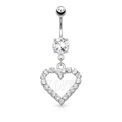 Navlepiercing med Hjerte & Love - 1,6 mm 10 mm Guld Kirurgisk stål Klar Med vedhæng | Piercingfabrikken.dk