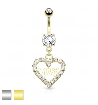 Navlepiercing med Hjerte & Love