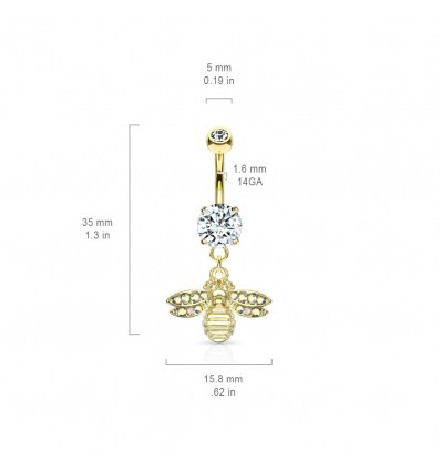 Navlepiercing med Bee Pendant