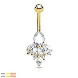 Navlepiercing med Blomster Dråbe - 1,6 mm 10 mm Guld Kirurgisk stål Klar Uden vedhæng | Piercingfabrikken.dk