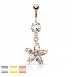 Navlepiercing med kronbladsblomstanheng