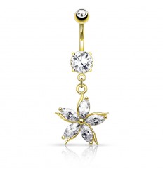 Navlepiercing med kronbladsblomstanheng