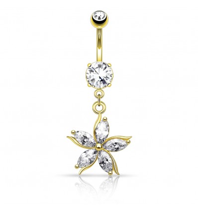 Navlepiercing med kronbladsblomstanheng