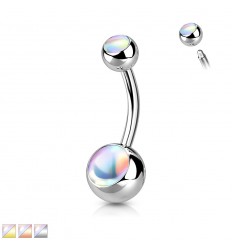 Navlepiercing med iriserende stein